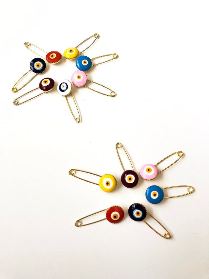 Lucky Evil Eye Safety Pin Gold Plated Evil Eye Pins Baby Etsy UK