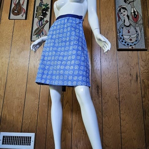 Vintage 60s Mod Cartoon Pop Art Flower Aline mini Go Go Casual Cotton Skirt XS