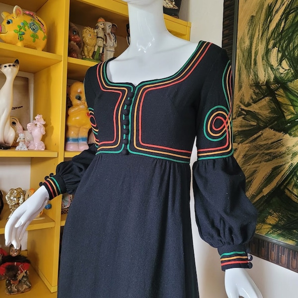 Vintage 60er Jahre Mod Jugendquake Wolle Susan Kleine Bischof Ärmel Kleid S