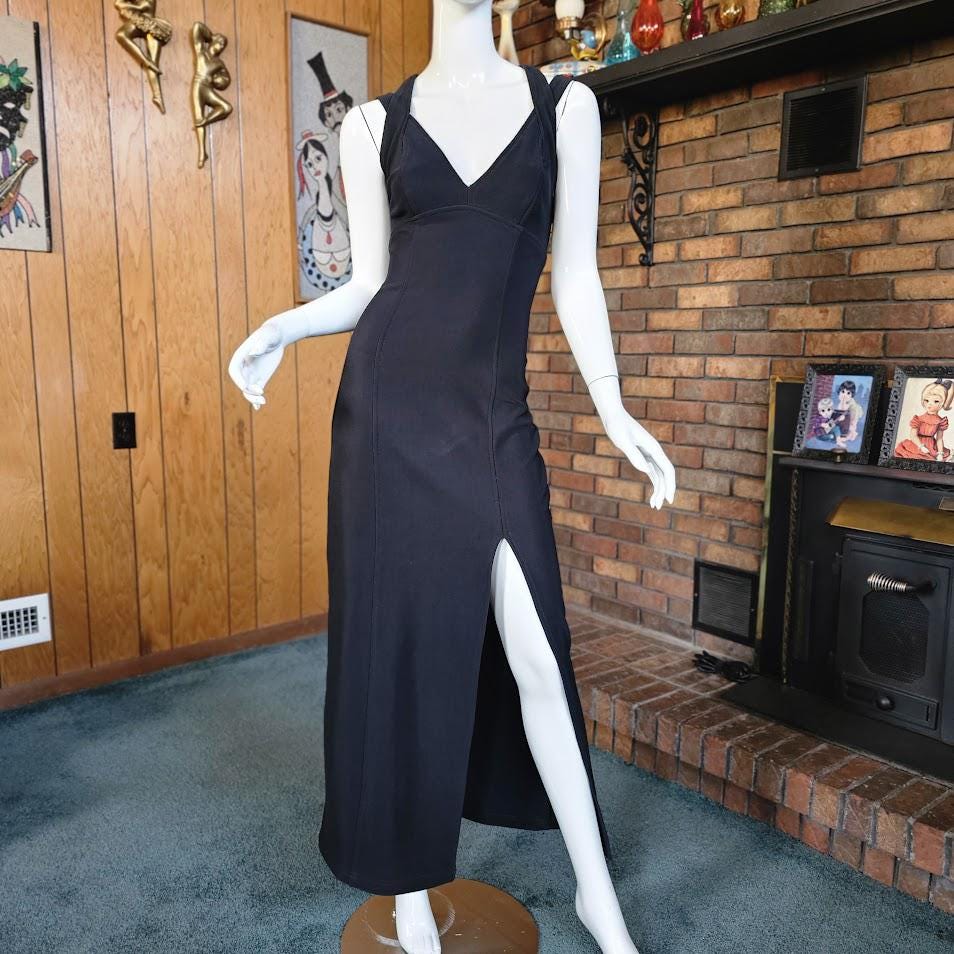 90s tie back dress Vintage 90s Floral Tie Back Midi Dress (M)