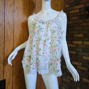 Vintage 60s 2 Pc Sweet N Spicy Granny Floral Shorty Babydoll Nightie Set Panties L