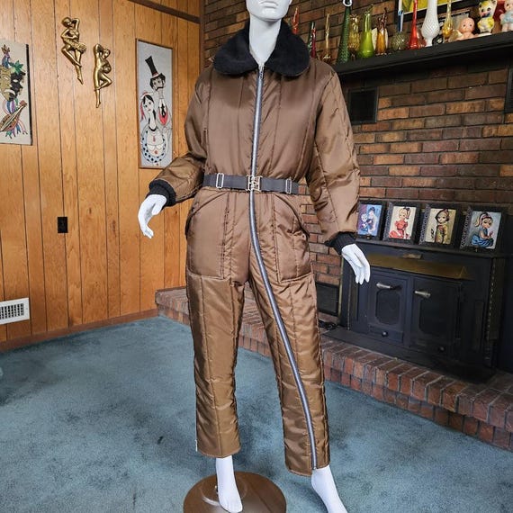 Vintage 70s Documented Sears Quilted Puffy Coveralls Work N