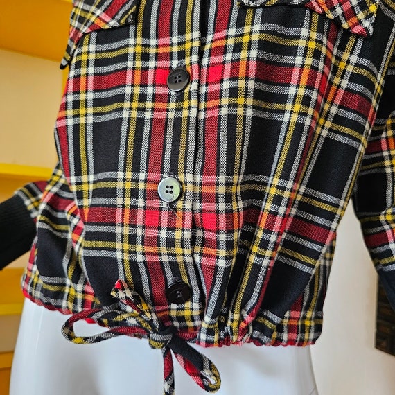 Vintage 70s Rockabilly Tartan Plaid Shorty Jacket… - image 3