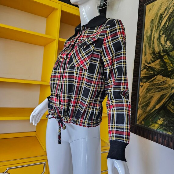 Vintage 70s Rockabilly Tartan Plaid Shorty Jacket… - image 4