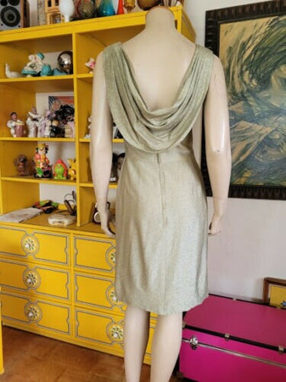 Vintage 60s Motown Mod Metallic Silver Gold Draped