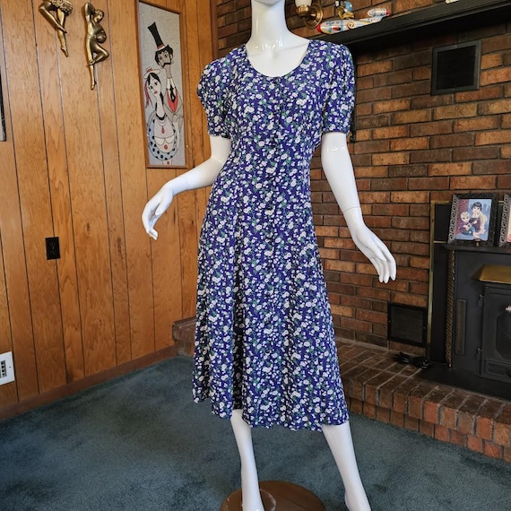 Vintage 90s Preppy Punk Hipster Grannycore Rayon Midi Floral Romantic Dress  S/M - Etsy