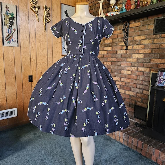 Vintage 50s Novelty Print Circle Skirt Shirtwaist Rockabilly Day Dress  Petite XS/S - Etsy