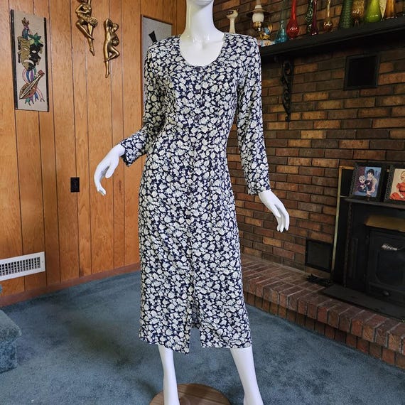 grunge floral dress Vintage 90s tropical floral dress grunge floral mini loose fit sleeveless dress XL main image 0