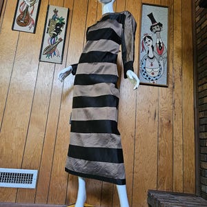 Vintage 50s Luis Estevez Grenelle Avant Garde Column Formal Evening Gown Dress S/M