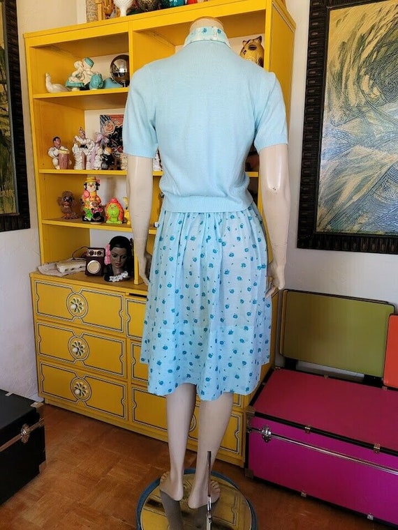 Vintage 50s Baby Blue L'Aiglon Full Skirt Lace Ro… - image 7