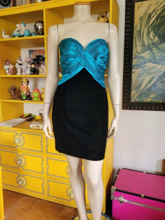 Vintage 80s Vicky Tiel Couture Velvet Silk Draped… - image 3