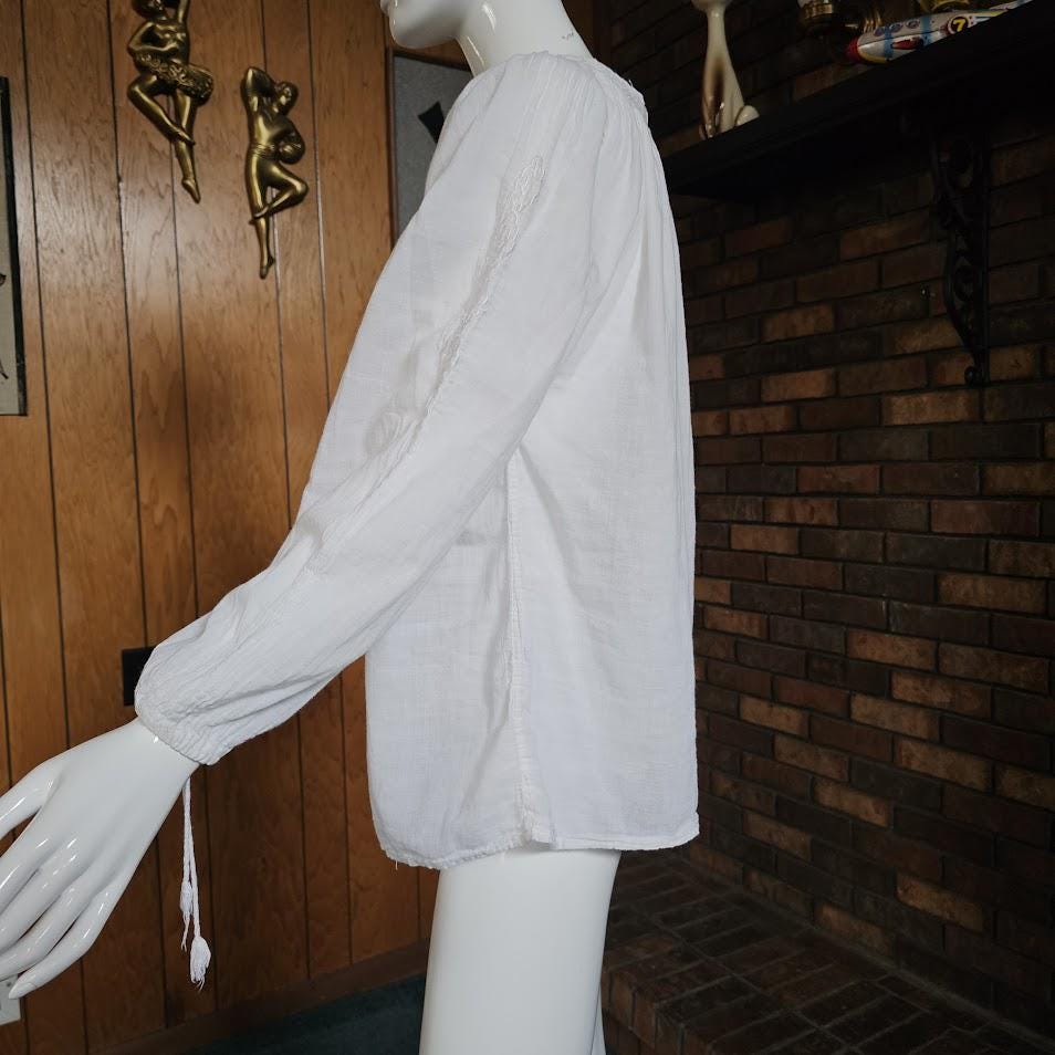 Vintage 70s California Dream Gauzy Cotton White Woodstock Hippie