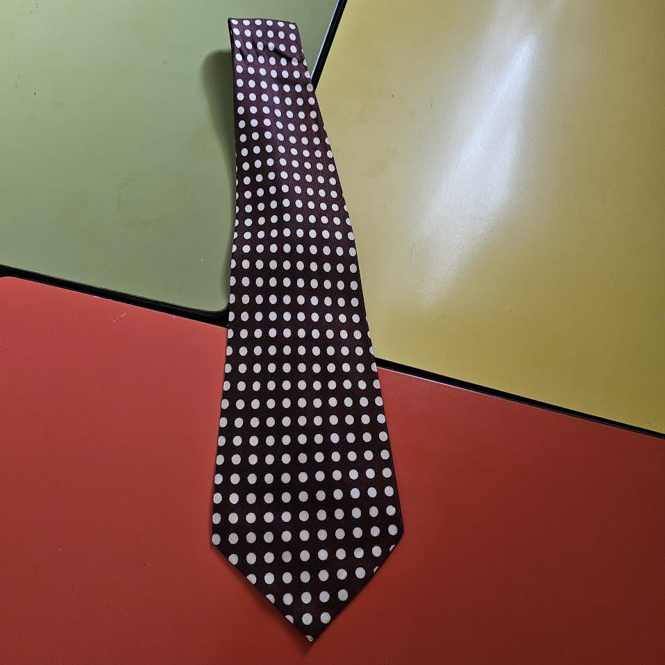 小物 40's style polka dot bottle shape tie Vintage 40s Mens Necktie Brown Polka Dot Wide Swing Hipster