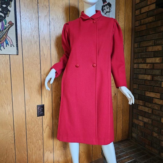 wool coat red peter pan collar coat