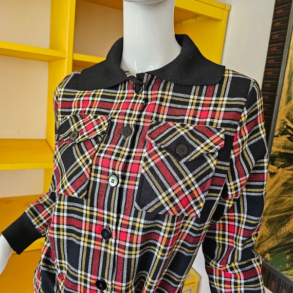 Vintage 70s Rockabilly Tartan Plaid Shorty Jacket… - image 2