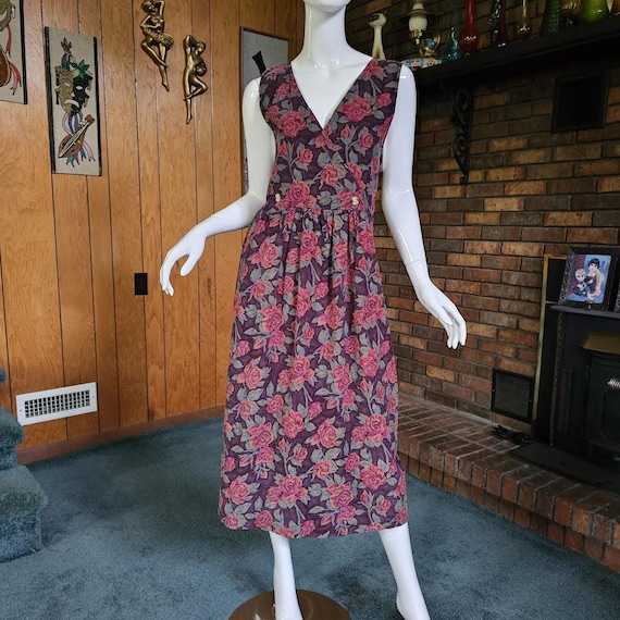 Vintage 90s Moody Floral Grunge Corduroy Eddie Bauer Jumper Overalls Midi  Dress M - Etsy
