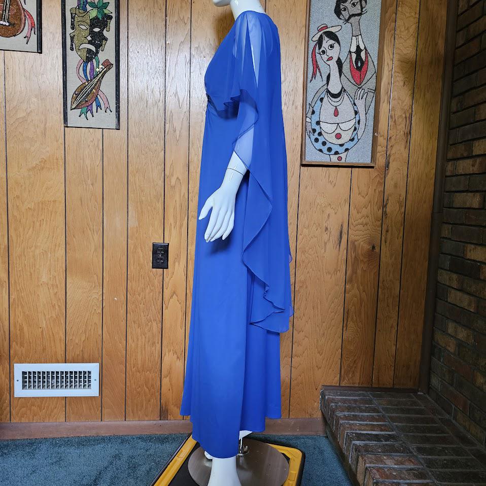 Vintage 70s DISCO Royal Blue Jersey Butterfly Sleeve Shawl