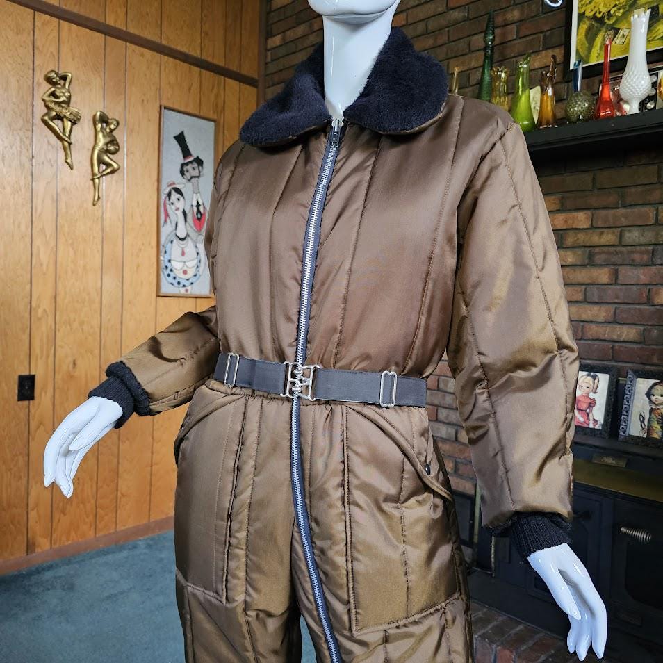Vintage 70s Documented Sears Quilted Puffy Coveralls Work N