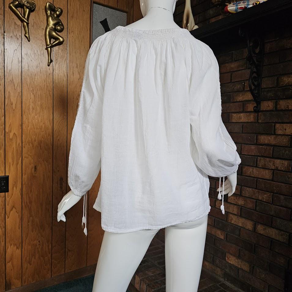 Vintage 70s California Dream Gauzy Cotton White Woodstock