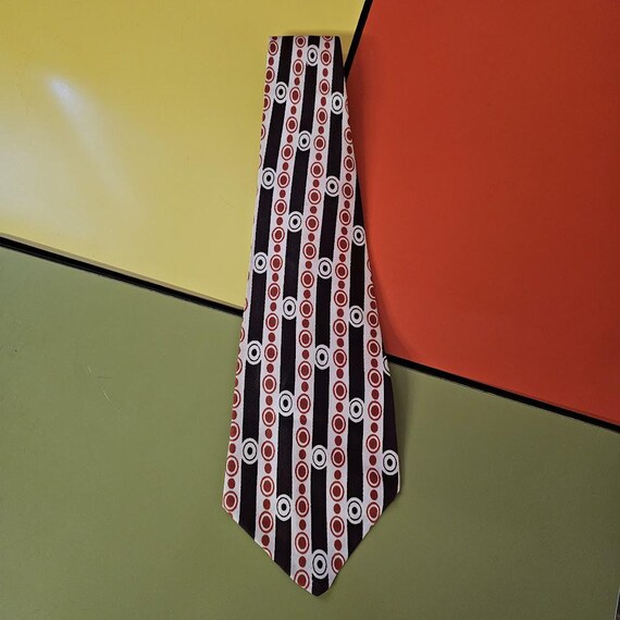 Vintage 40s Mens Art Deco Polka Dot Stripe Super Wide Swing 