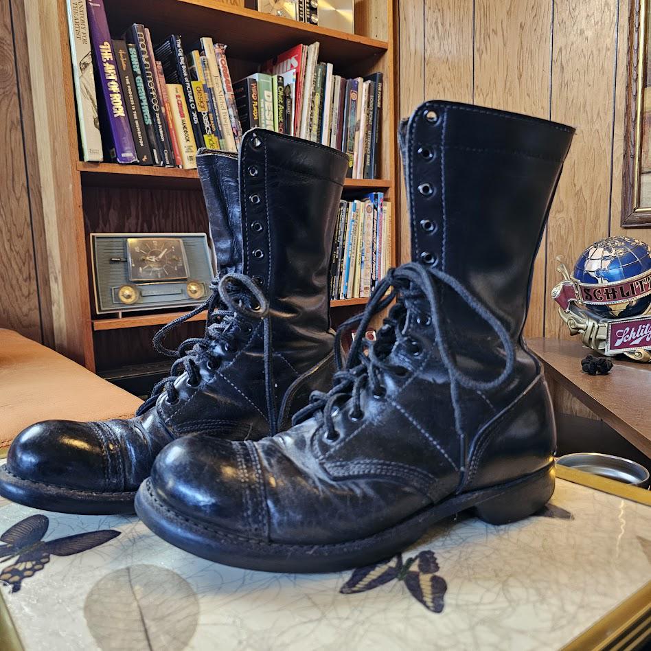 Vintage 60s Corcoran Vietnam War Jump Boots Spit Shine Leather 8 1