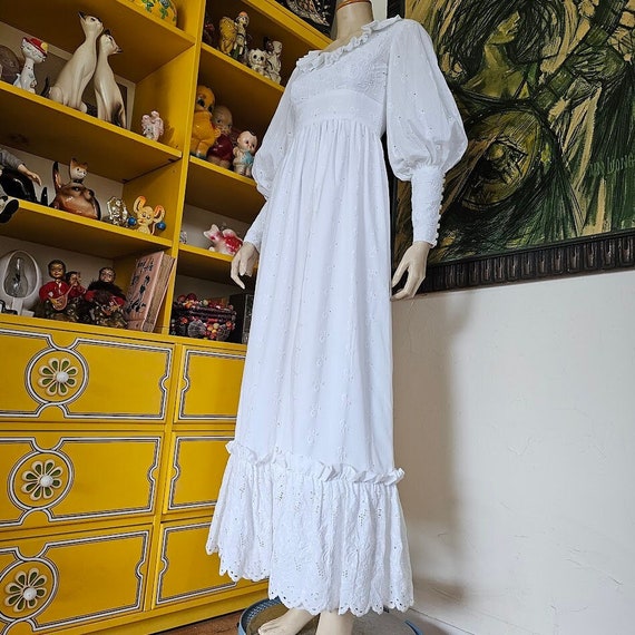 Long sleeve white eyelet dress hot sale