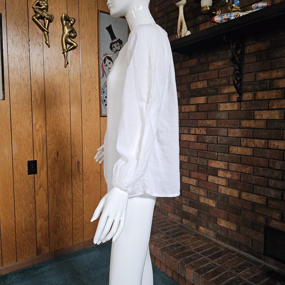 vintage drape White blouse tunic ✴︎ Vintage 70s California Dream Gauzy Cotton White Woodstock