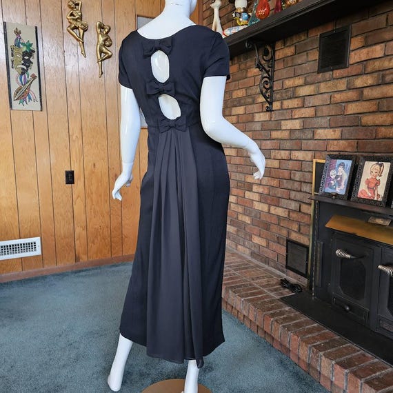 whimsigoth formal dress Vintage 90s Cut Out Bow Waterfall Back Formal Whimsigoth Prom Evening Gown  Dress S