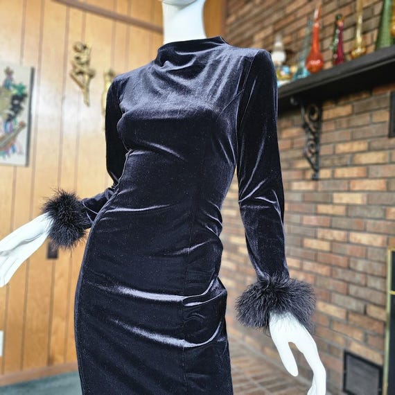 ostrich cocktail dress Plus Size Women's Ostrich Feather Strapless Maxi Dress by 11 Honor in Black And Cream (Size 20)