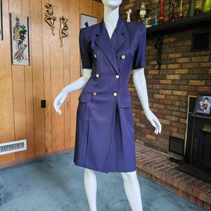 Vintage 90s Sassy Secretary Navy Double Breasted Tuxedo Blazer Cocktail  Dress S