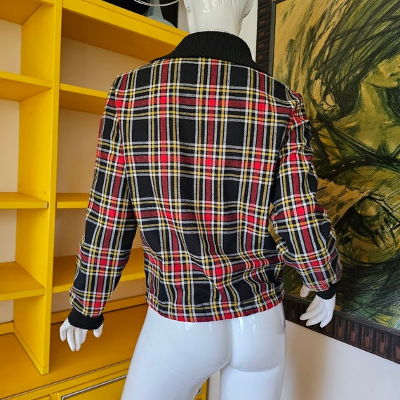 Vintage 70s Rockabilly Tartan Plaid Shorty Jacket… - image 7