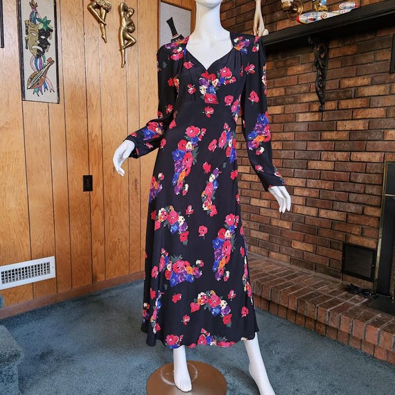 vintage tea party dresses Vintage Swing Dress Women's 1950s Contrast Trim Bow Neck Tea Party Dress