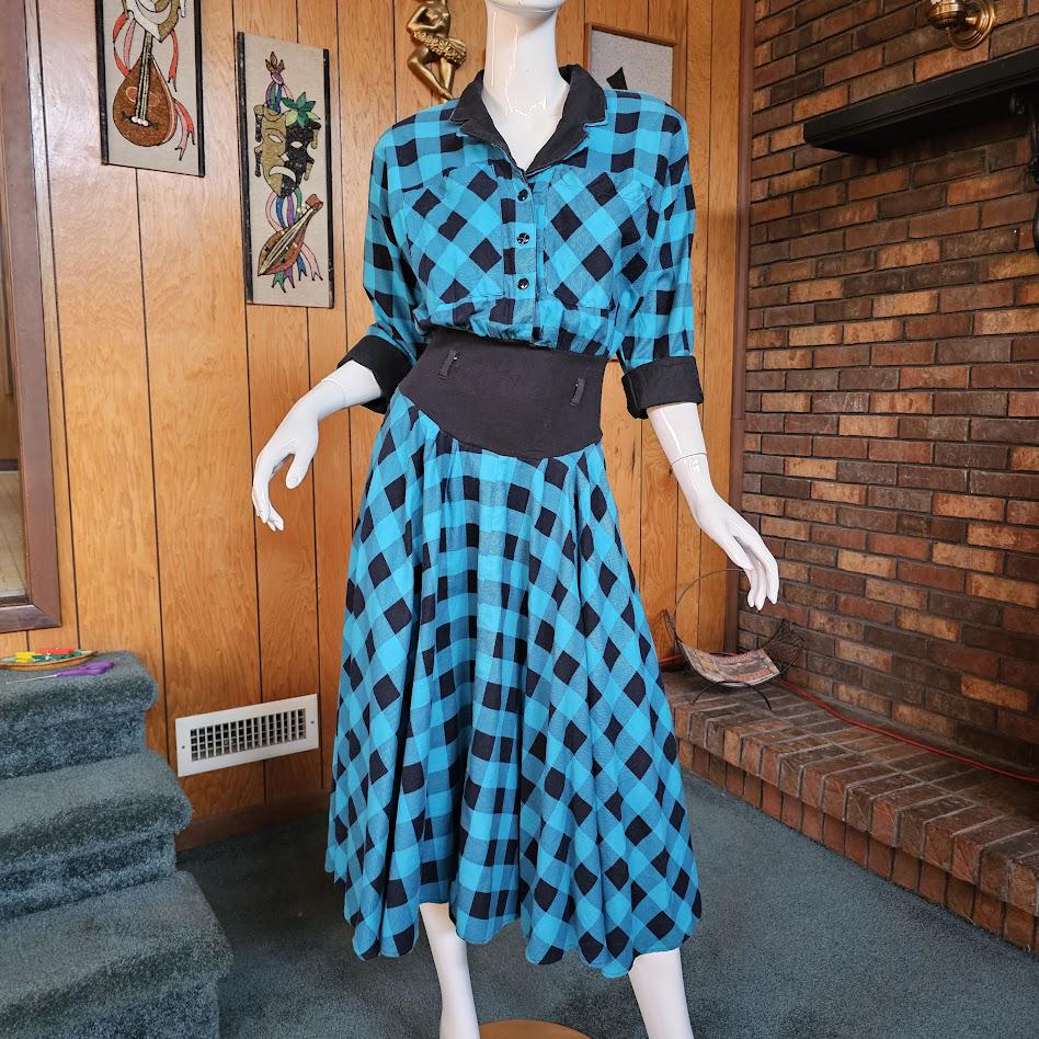 blue buffalo plaid dress Cotton Maxi Dress Tartan Plaid, Blue