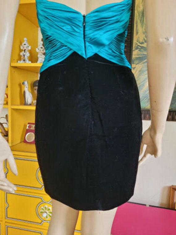 Vintage 80s Vicky Tiel Couture Velvet Silk Draped… - image 7