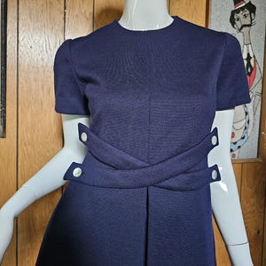 Vintage 60s Youthquake Space Age Mod Split Wool Hannah Troy Dress S/M Wounded