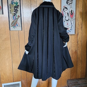 Vintage 50s Lilli Ann Velvet Shawl Carousel Swing Opera Princess Formal Wool Coat L