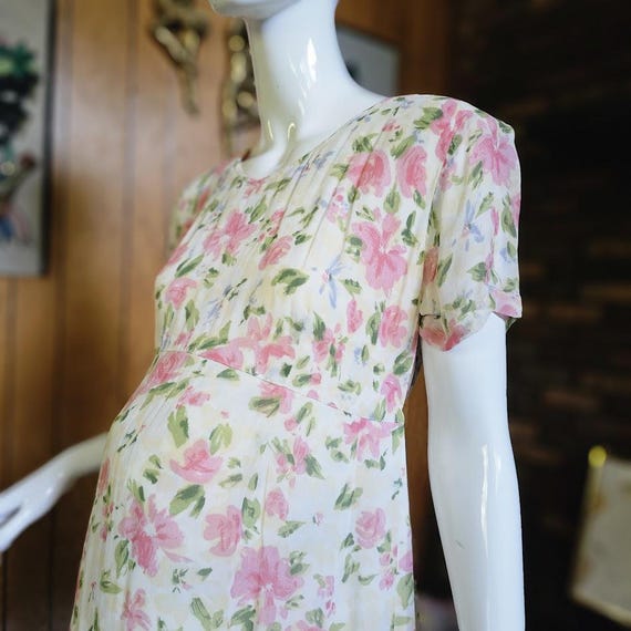 90s maternity dress Vintage 90s Motherhood Maternity Romantic Grunge Preppy Floral Chiffon Day  Dress M/L