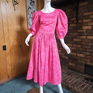 Vintage 80s Romantic Pink Laura Ashley Backless Victorian Spring Wedding Tea Dress M