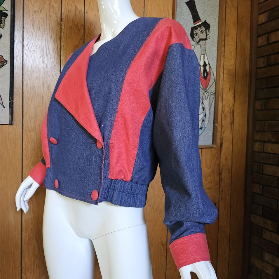 Jeanne Marc ジャケット 80年代 カラフル レトロ ヴィンテージ レディース 古着 90s カラフル ジュエリー 宝石 総柄 サテン