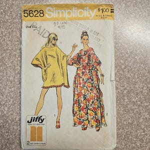 Vintage 70s Fringed Caftan Knee or Maxi Length Sewing Pattern Simplicity #5628 OS