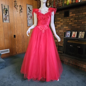 red cupcake pageant dress (#1043) Off shoulder flat glitz pageant dress. (red) / 2 weeks production
