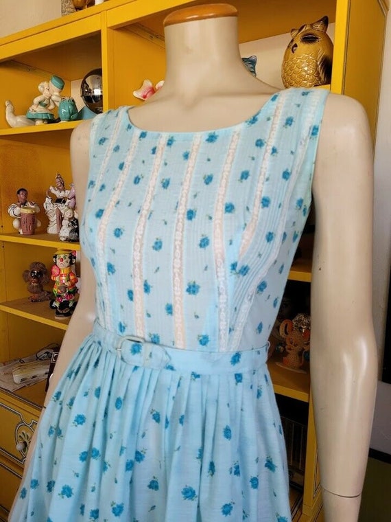 Vintage 50s Baby Blue L'Aiglon Full Skirt Lace Ro… - image 4