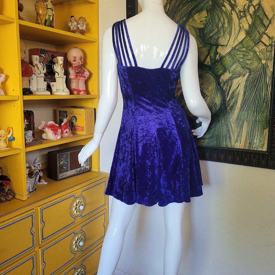 Vintage 90s Purple Crushed Velvet Babydoll Micro Mini Vintage 90s Purple Crushed Velvet Babydoll Micro Mini