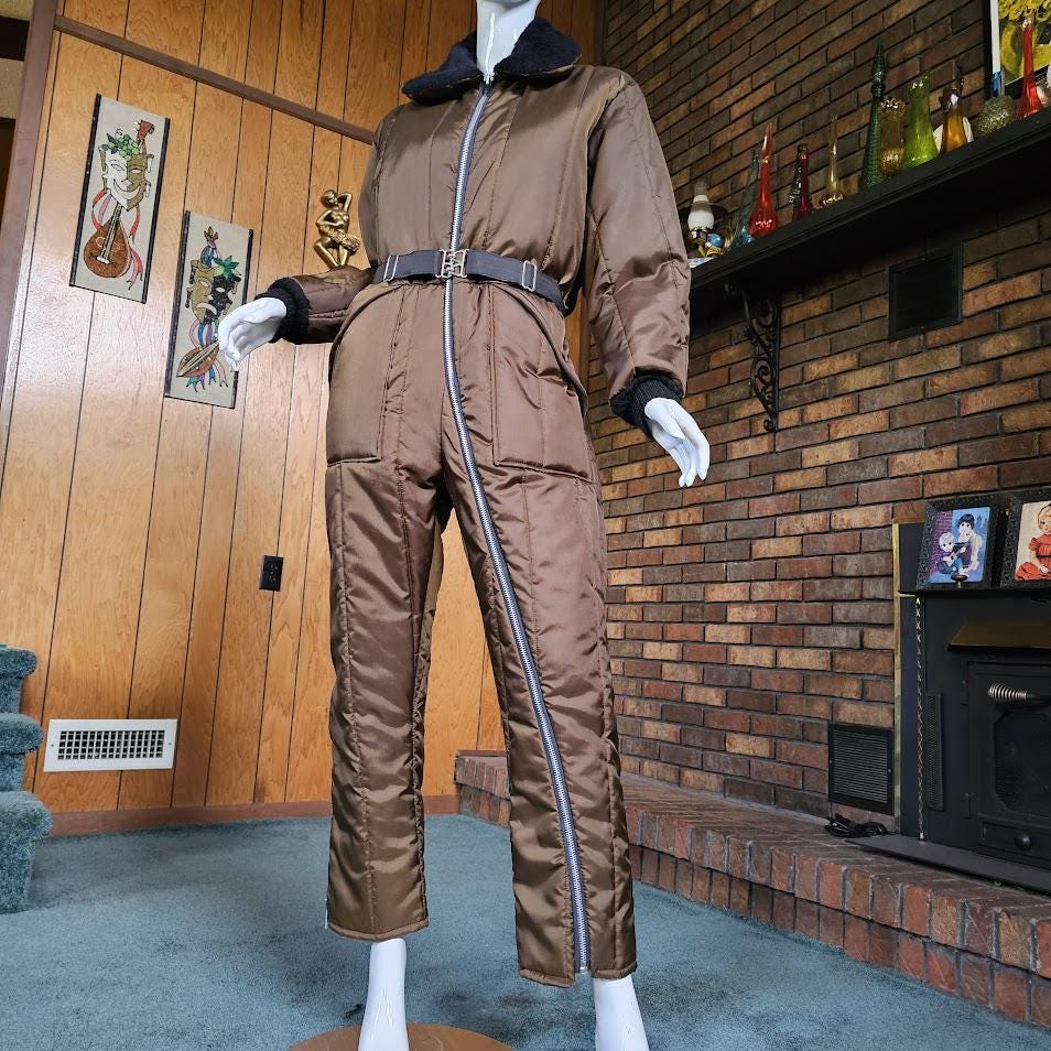 Vintage 70s Documented Sears Quilted Puffy Coveralls Work N