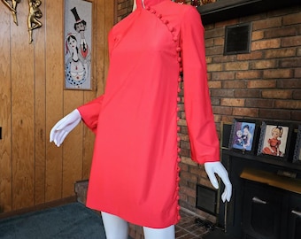 Vintage 70s Documented Vogue Robert David Morton Jersey Chinese Tunic Mini Dress S/M