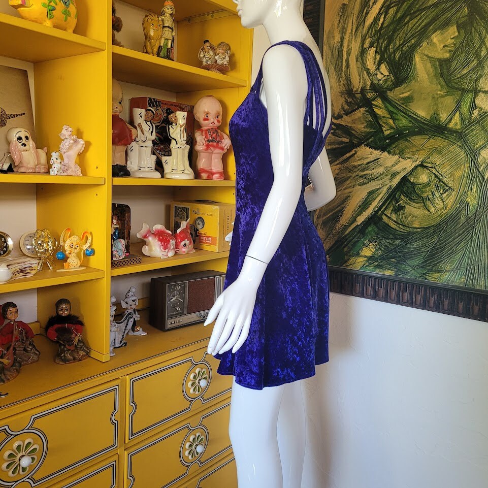 Vintage 90s Purple Crushed Velvet Babydoll Micro Mini Vintage 90s Purple Crushed Velvet Babydoll Micro Mini