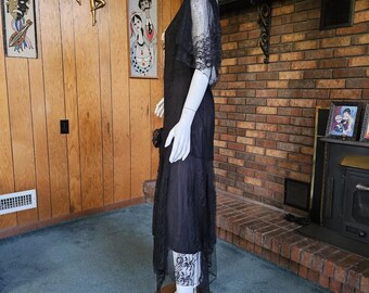Vintage 80s Victorian Goth Susan Lane Country Elegance Black