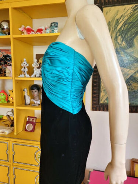 Vintage 80s Vicky Tiel Couture Velvet Silk Draped… - image 5