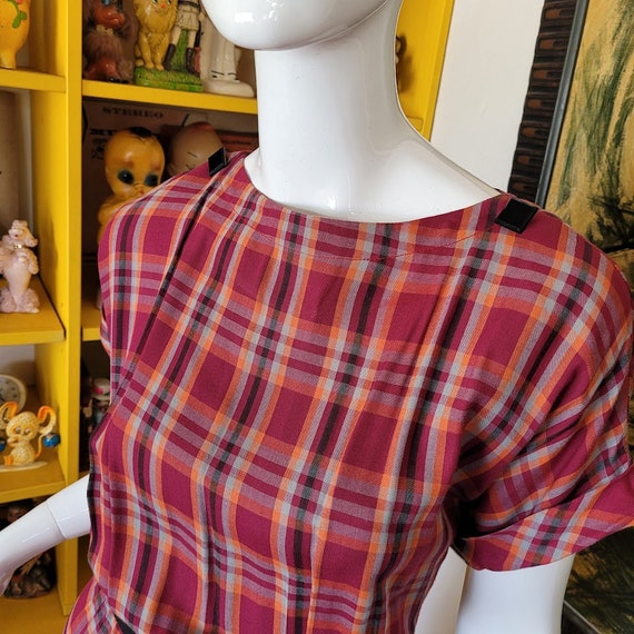 Vintage 60s Classic Rockabilly Plaid Shirtwaist F… - image 3