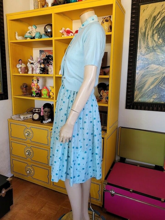 Vintage 50s Baby Blue L'Aiglon Full Skirt Lace Ro… - image 6